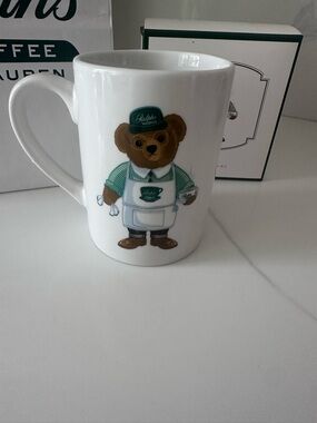 Ralph Lauren White Mug with Brown & Green Polo Bear